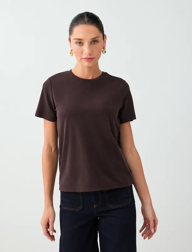 Women  Round-Neck Short-Sleeve Modal T-Shirt