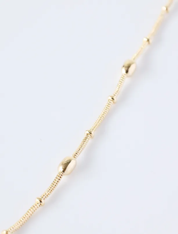 Women Yellow Oval-Shaped Necklace with Doric-Style Chain Details