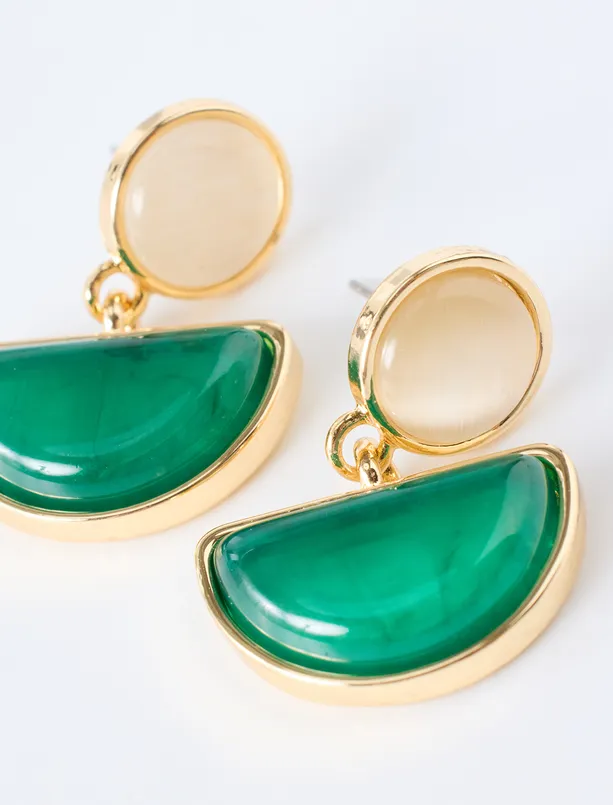 Women Green Modern Figurative Dangle Earrings