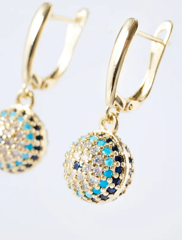 Bayan Sarı Nazar Boncuğu Figürlü Küpe