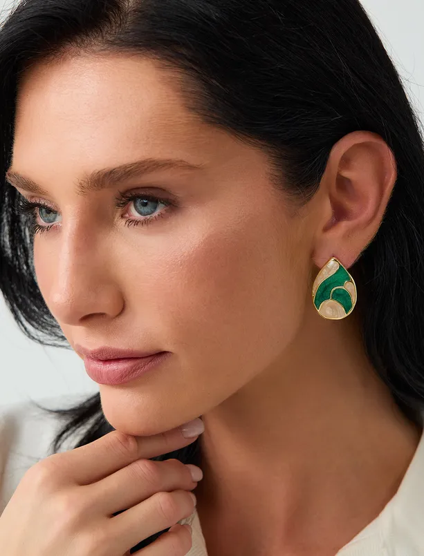 Bayan  Damla Model Mineli Küpe