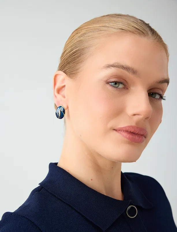 Bayan  Düğüm Model Mineli Küpe