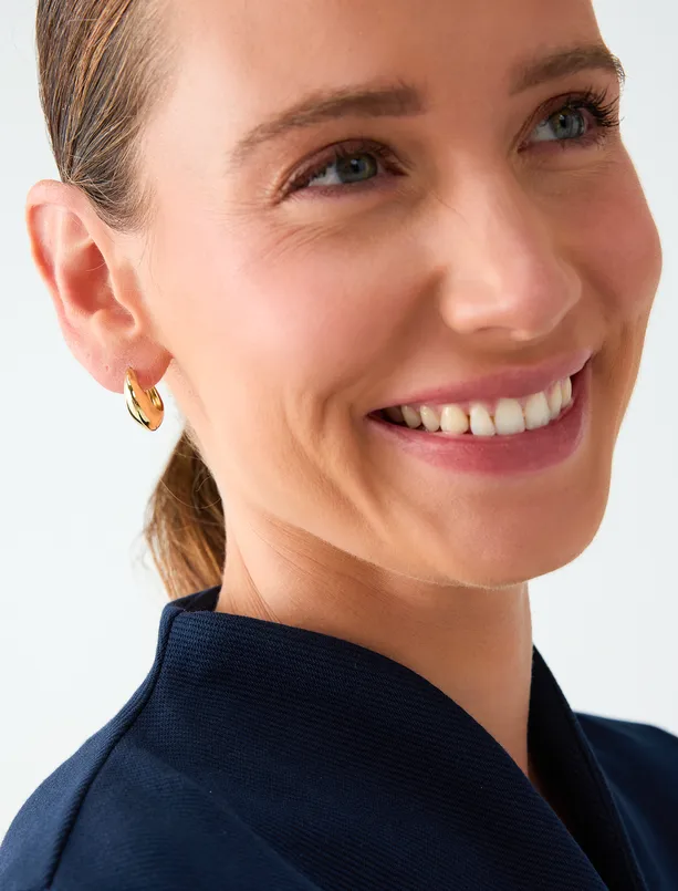 Women Yellow Oval-Shaped, Curved Hoop Earrings
