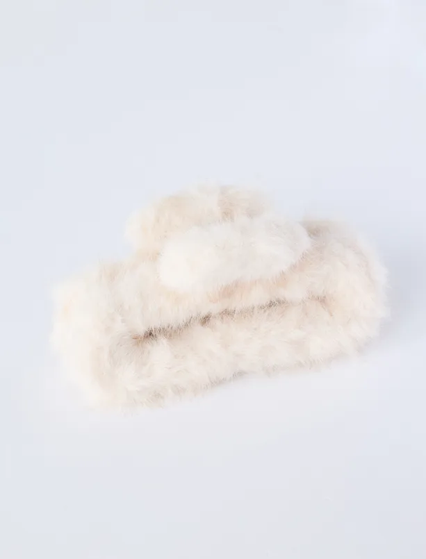 Women Ecru Plush Clip