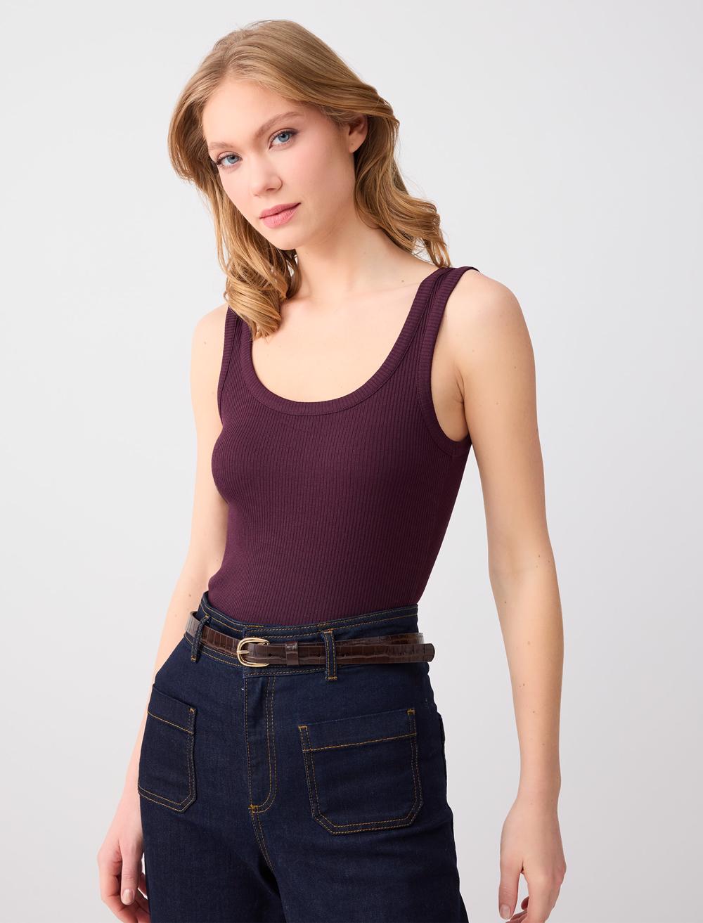 Dar Kesim Askılı U Yaka Örme Atlet