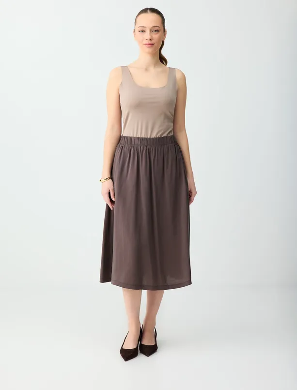 Bayan Kahverengi U Yaka Dar Kesim Örme Atlet