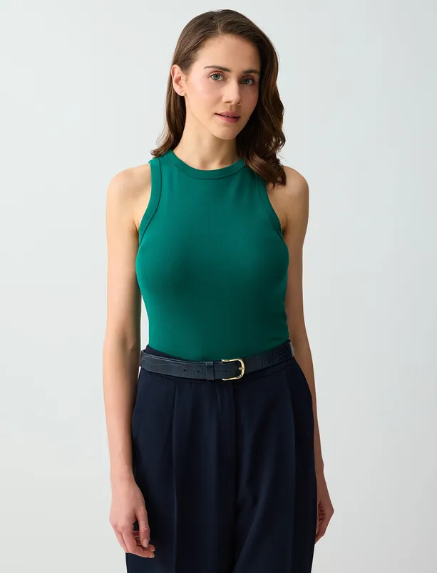 Bayan  Bisiklet Yaka Dar Kesim Örme Atlet