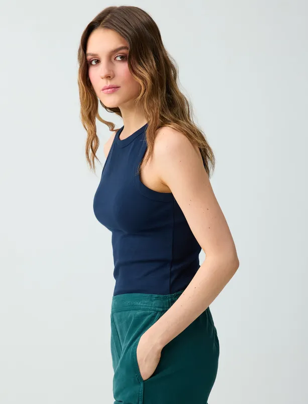 Bayan  Bisiklet Yaka Dar Kesim Örme Atlet