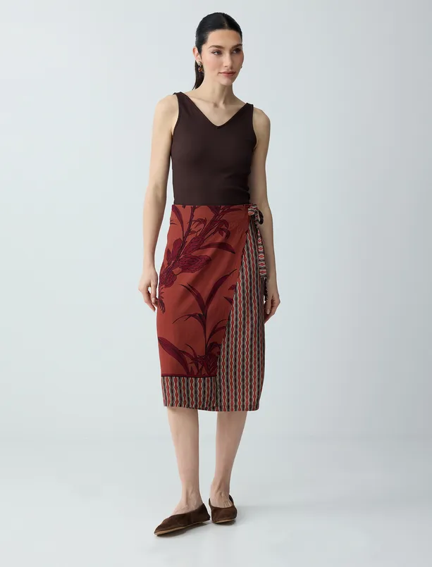 Bayan Kahverengi Dar Kesim V Yaka Basic Örme Atlet