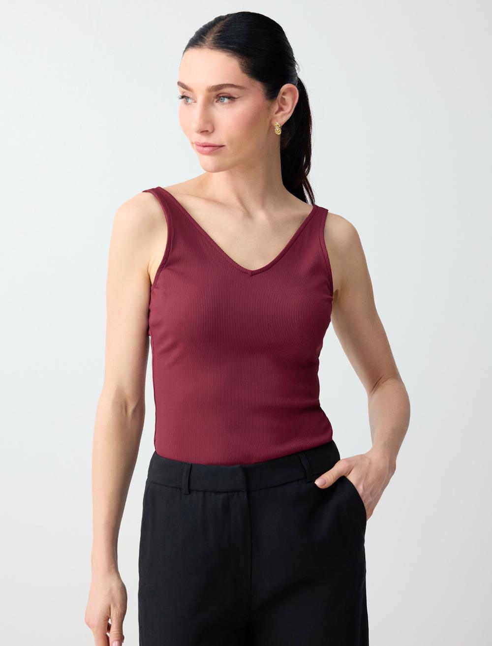 Dar Kesim V Yaka Basic Örme Atlet