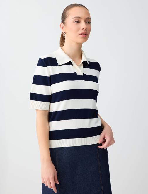 Shirt Collar Sweater Blouse Combination