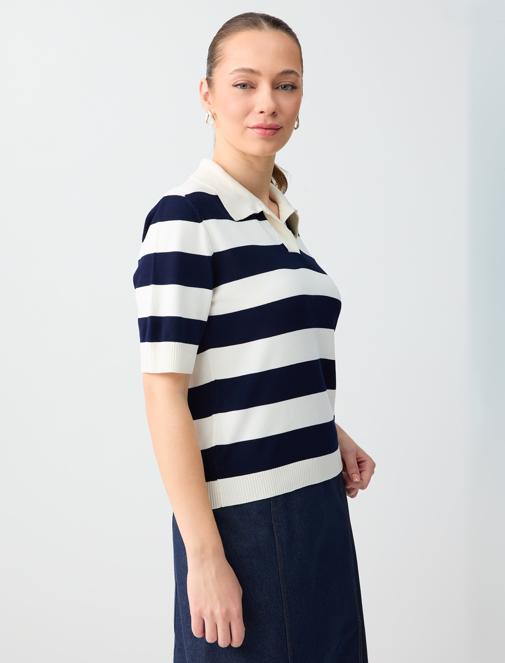 Shirt Collar Sweater Blouse Combination