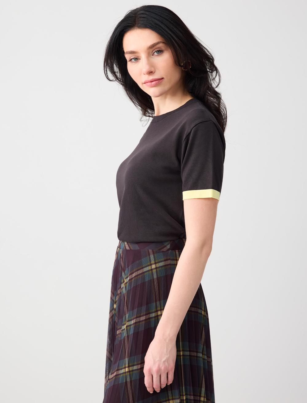 Bisiklet Yaka Kısa Kollu Triko Bluz