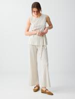 Relaxed Fit Crew-Neck Striped Sleeveless Knitted Blouse Combination