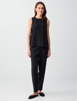 Bisiklet Yaka Kolsuz Düz Kesim Dokuma Bluz Kombini