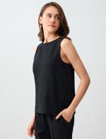 Bisiklet Yaka Kolsuz Düz Kesim Dokuma Bluz Kombini