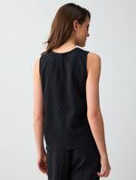 Bisiklet Yaka Kolsuz Düz Kesim Dokuma Bluz Kombini