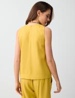 Mustard Crew-Neck Sleeveless Straight Cut Woven Blouse Combination