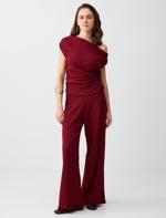 Dar Kesim Tek Omuz Asimetrik Yaka Örme Bluz Kombini