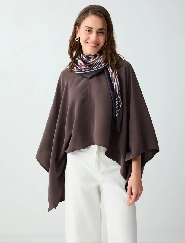 Bayan  Rahat Kesim V Yaka Yarasa Kol Modal Dokuma Bluz