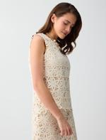 %100 Pamuk Yuvarlak Yaka Dantel Detaylı Örme Bluz Kombini