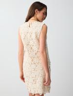 %100 Pamuk Yuvarlak Yaka Dantel Detaylı Örme Bluz Kombini