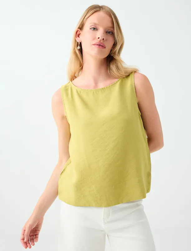 Women  Round Neck Woven Blouse