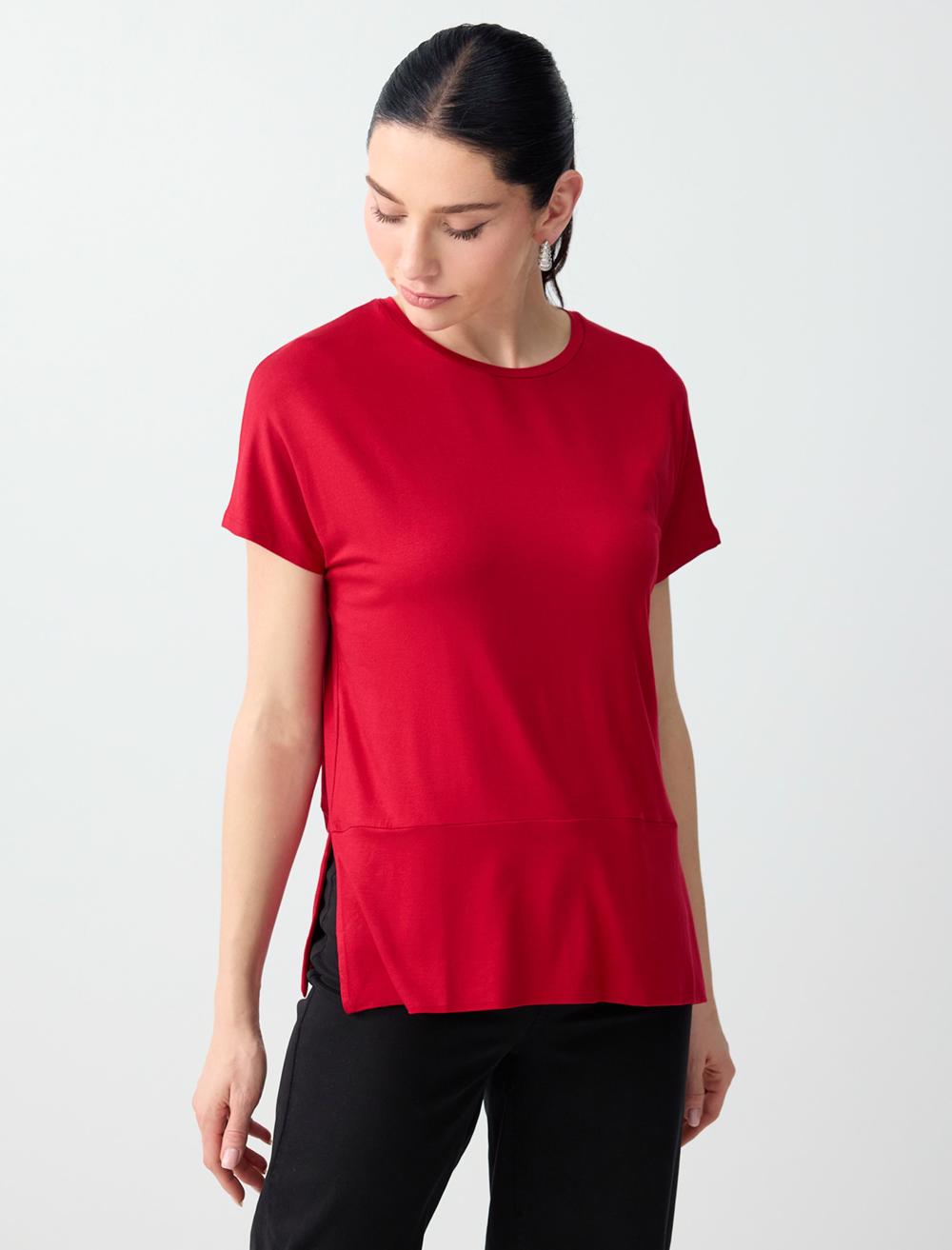 Rahat Kesim Yuvarlak Yaka Düşük Omuz Örme Bluz