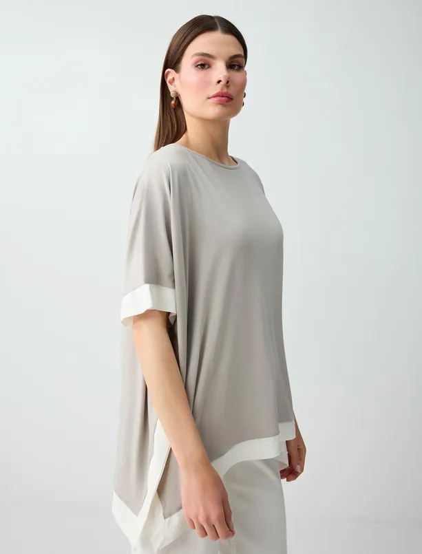 Women  Round Neck Low Shoulder Loose Fit Blouse