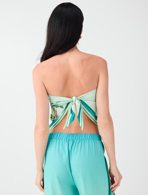 Tropical-Print Tie-Front Satin Blouse Outfit