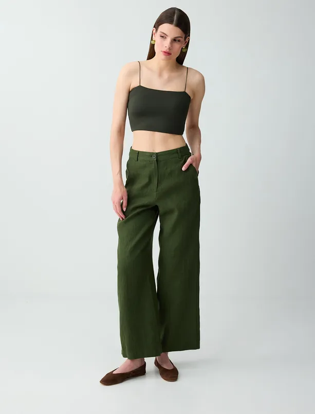 Bayan Haki Dar Kesim Açık Yaka Kısa Örme Bralet