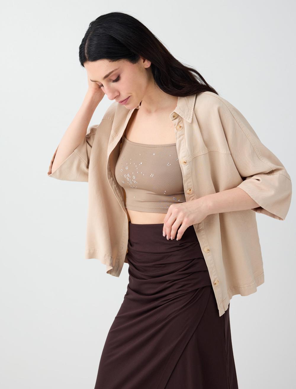 Parlak Taş Detaylı Askılı Bralet
