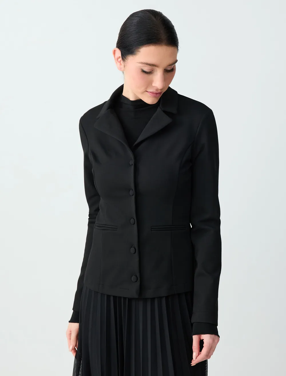 takeoff鎌倉 吊り編みニットジャケット F 美品 カズコキタムラ 黒 dar-kesim-dugme-detayli-orme-