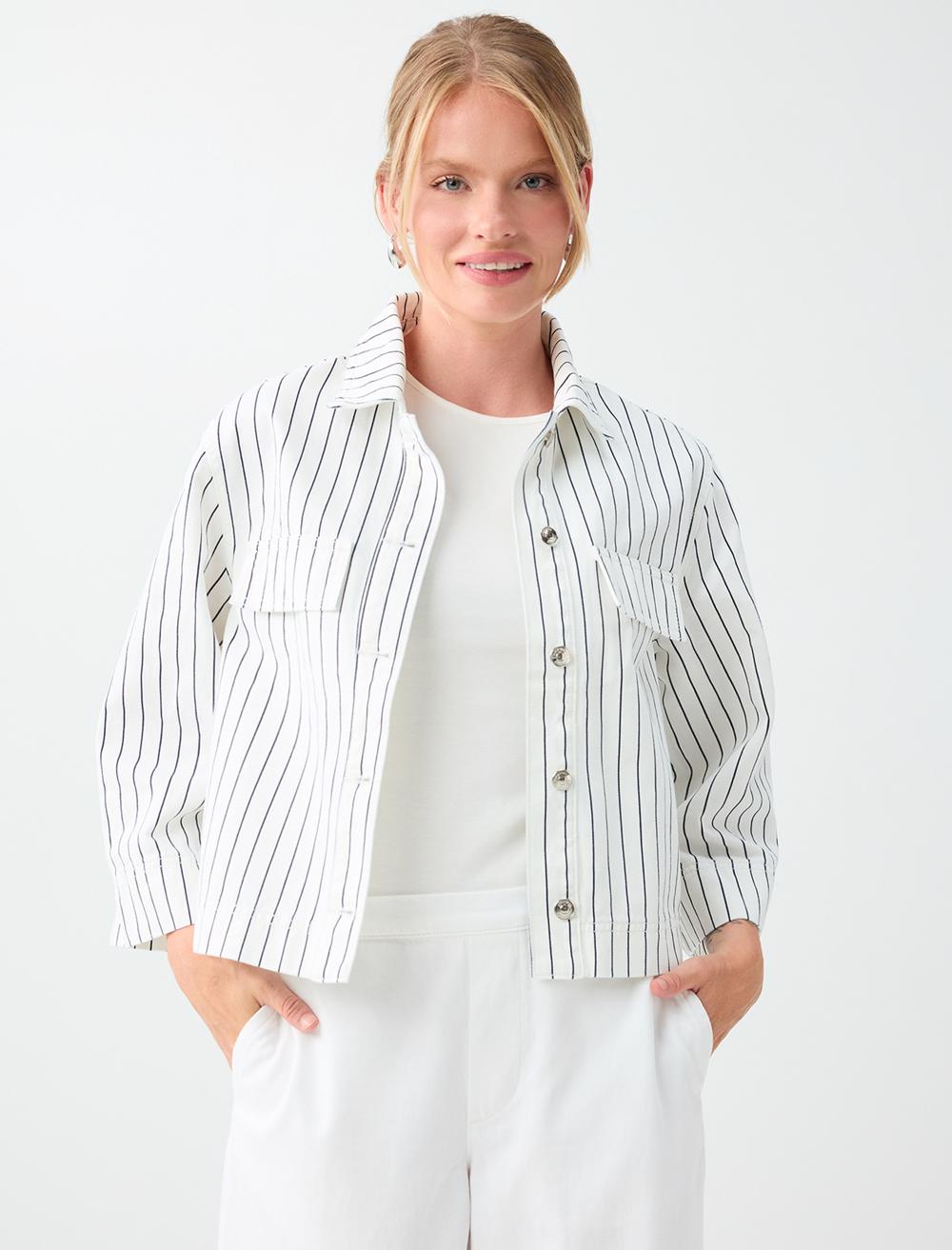 %100 Pamuk Cep Detaylı Denim Ceket
