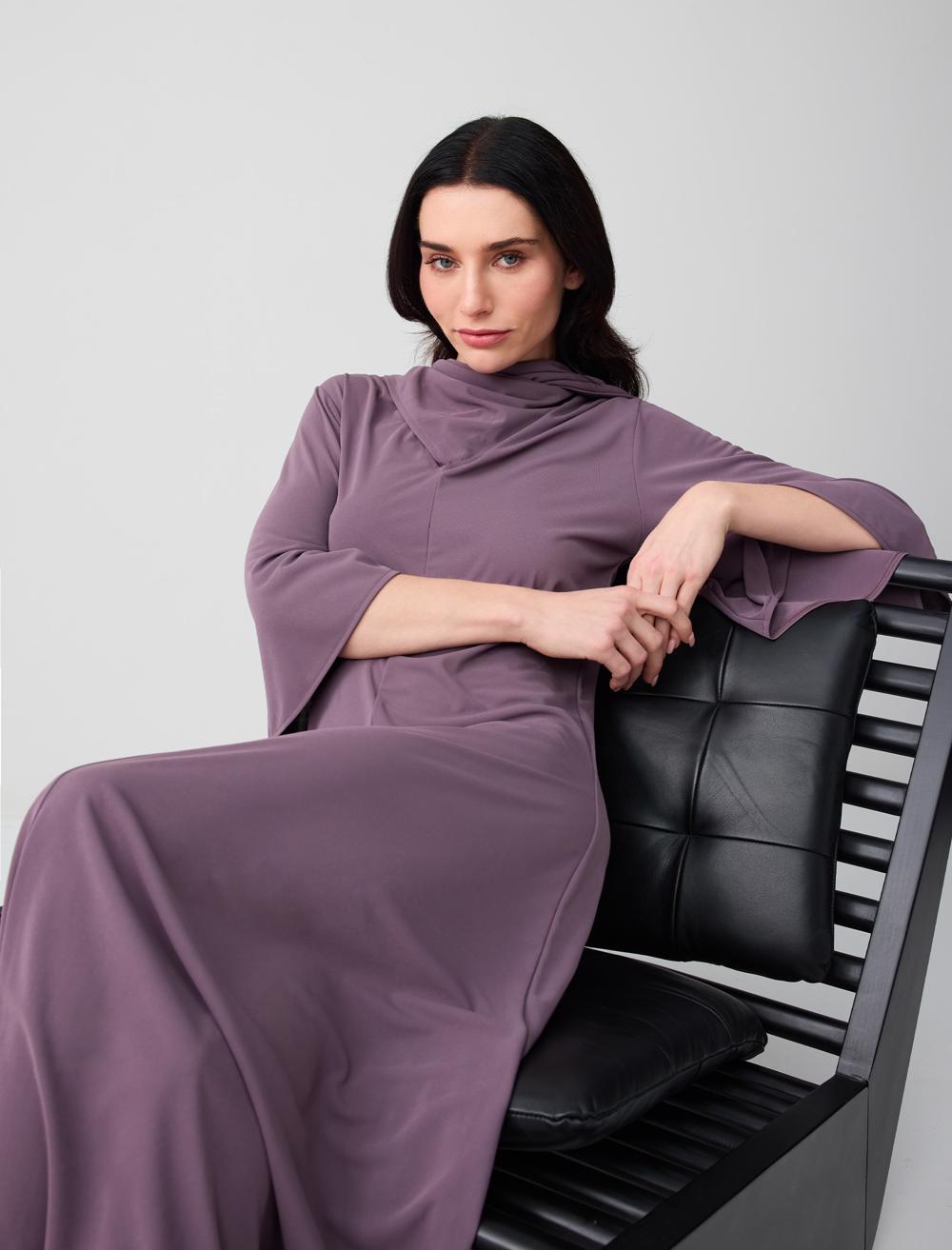 Truvakar Kol Boyundan Bağlı Örme Midi Elbise