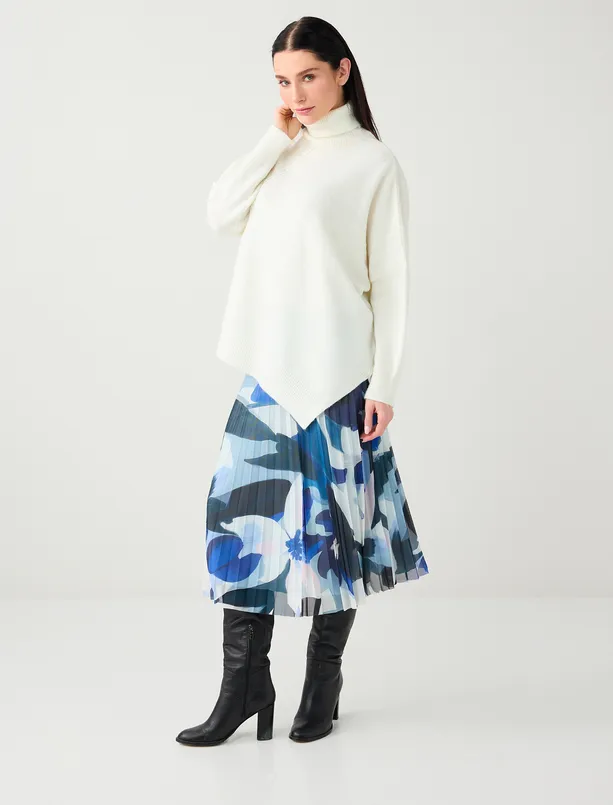 Women  Low Waist Relaxed Fit Patterned Mesh Knitted Midi Skirt