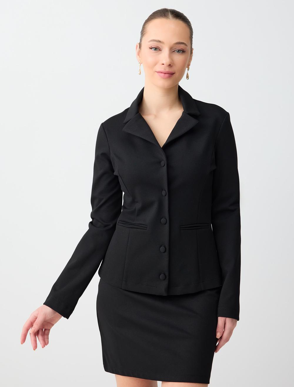 Normal Bel Düz Kesim Beli Lastikli Örme Mini Etek