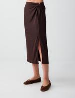 Yırtmaç Detaylı Normal Bel Midi Örme Etek Kombini