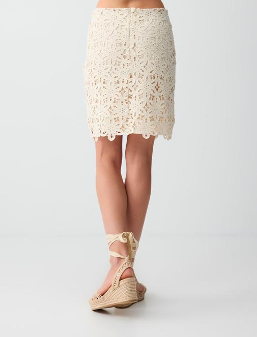 %100 Pamuk Dantel Detaylı Yüksek Bel Mini Etek Kombini