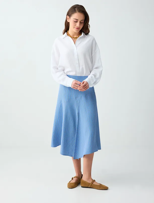 Women White Straight Cut Long Sleeve Linen Blend Woven Shirt