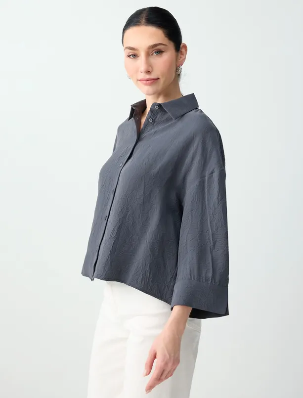 Bayan  Rahat Kesim Truvakar Kol Modal Dokuma Gömlek