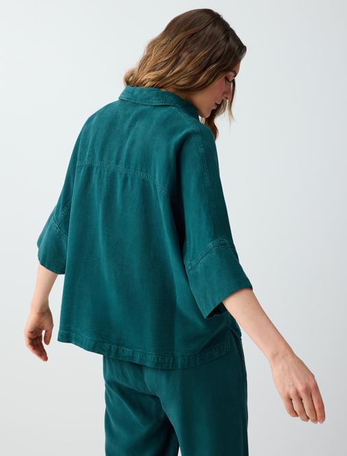 Dark Green Relaxed Fit Trouser Sleeve Woven Shirt Combination