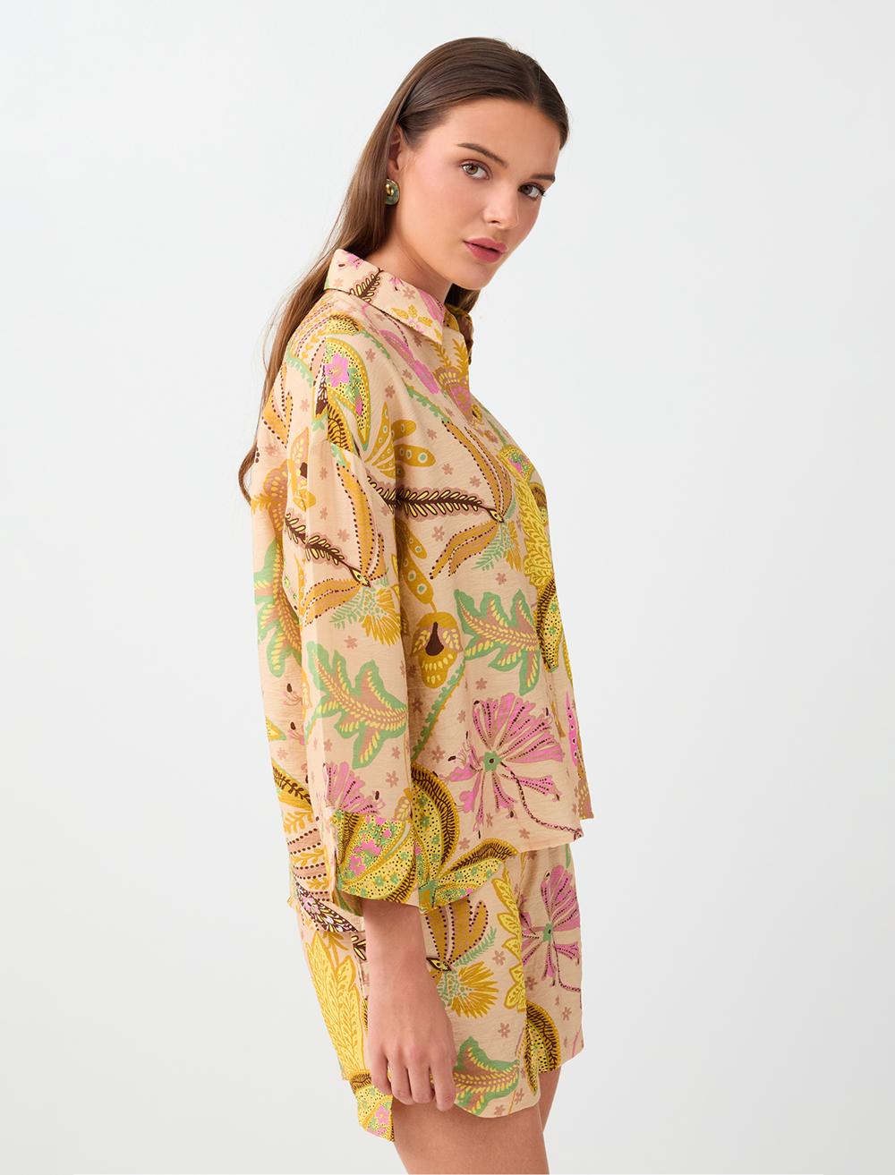 Floral Desenli Truvakar Kol Gömlek