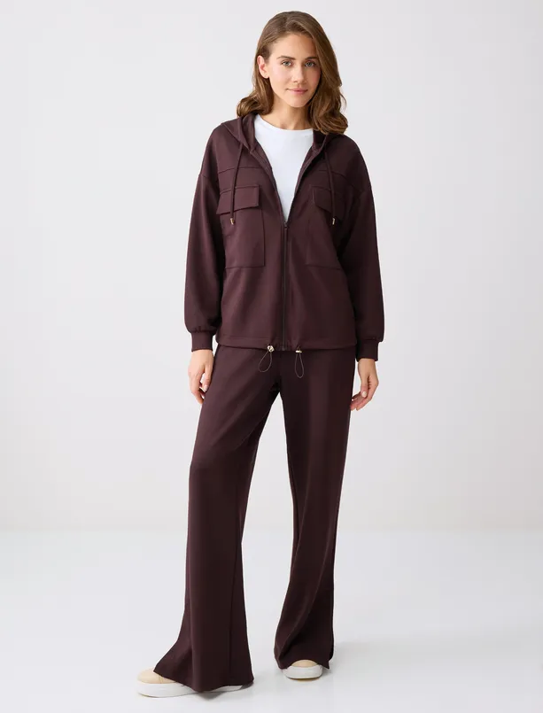 Women  Relaxed Fit Hooded Modal Knitted Jacket