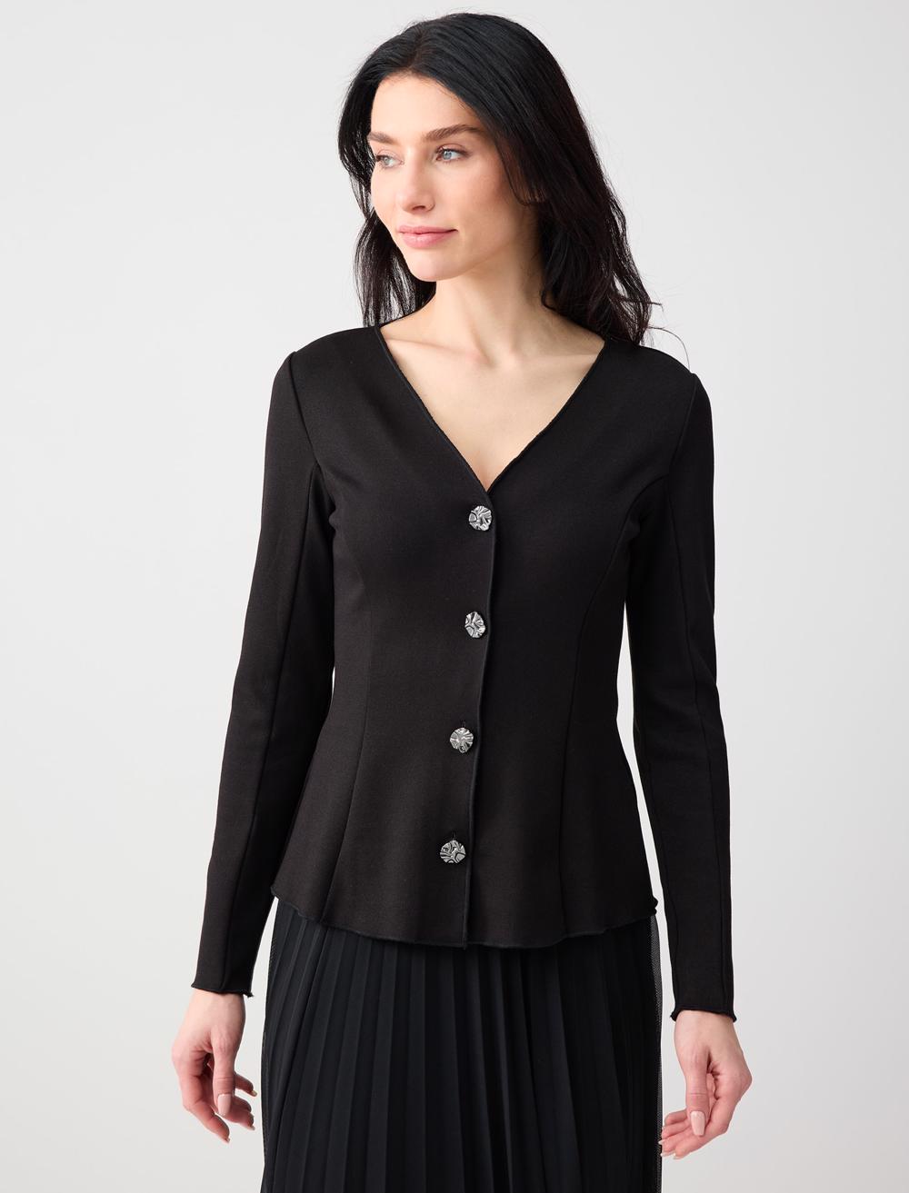 Dar Kesim Uzun Kollu V Yaka Örme Hırka