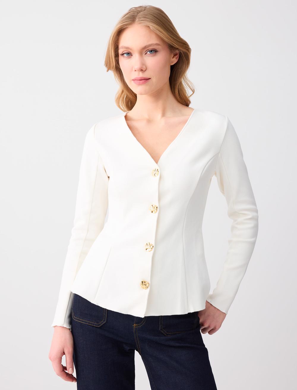 Dar Kesim Uzun Kollu V Yaka Örme Hırka