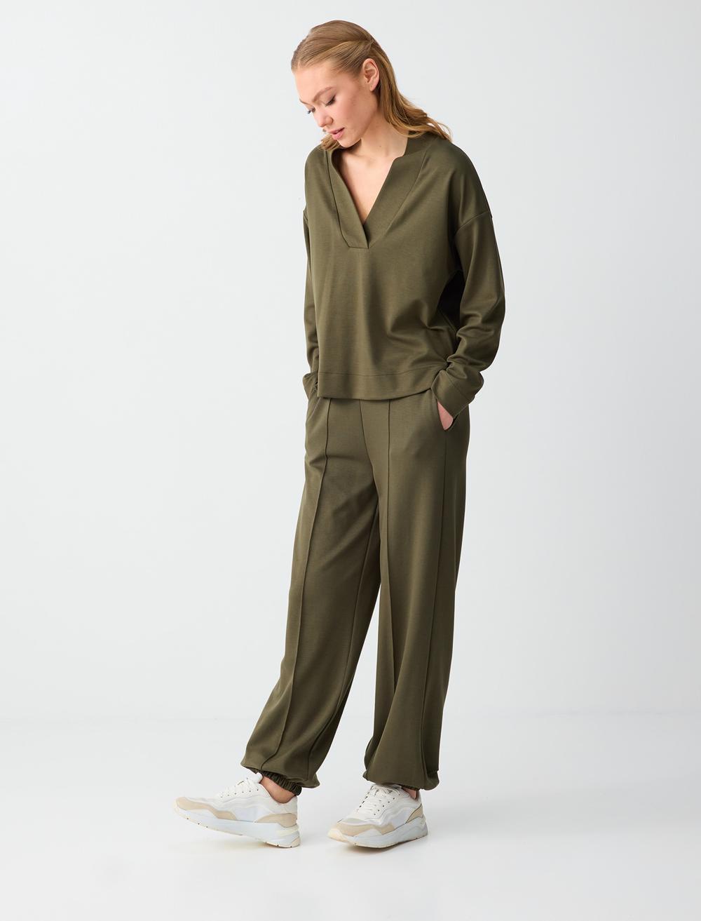 Normal Bel Lastikli Paça Uzun Modal Jogger Pantolon