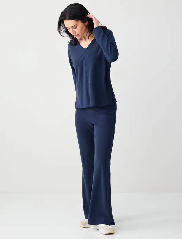 Bayan Lacivert Normal Paça Normal Bel Uzun Jogger Pantolon