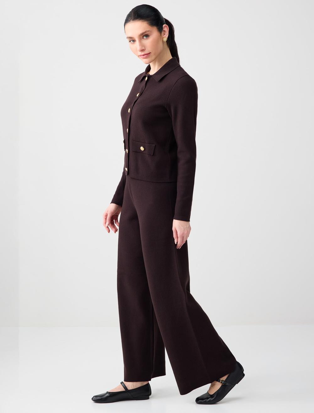 Rahat Kesim Normal Bel Bol Paça Triko Pantolon