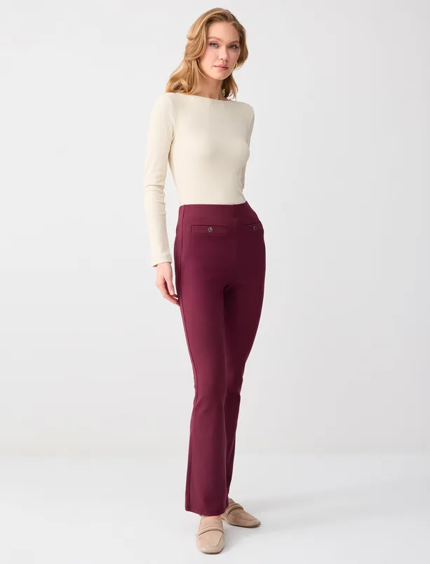 Bayan  Bol Paça Yüksek Bel Dar Kesim Örme Pantolon